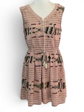 Umgee Sleevless Muave Pink Aztec Mini Dress